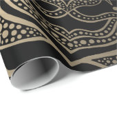 金ゴールドとブラックマンダラアートボホクリスマスエレガント ラッピングペーパー (ロールコーナー)