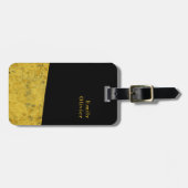 金ゴールドとブラックミニマルデザイン名前をカスタムする ラゲッジタグ (正面横)