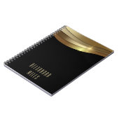 金ゴールドとブラックミニマルモダンリストトレンディーシック名 ノートブック (左側)