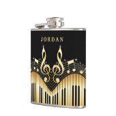 金ゴールドとブラックミュージカルキーボードのフラスコ フラスク (左)