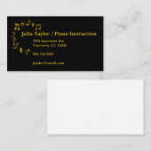 金ゴールドとブラックミュージカルノート音楽先生 名刺 (正面/裏面)