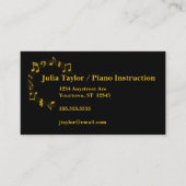 金ゴールドとブラックミュージカルノート音楽先生 名刺 (正面)