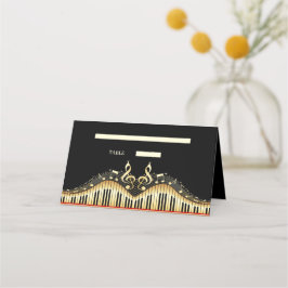 金ゴールドとブラックミュージックテーマ プレイスカード