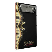 金ゴールドとブラックミュージックノートデザイン赤アクセント ミニクリップボード (アングル)