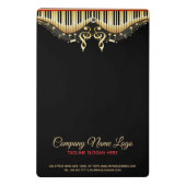 金ゴールドとブラックミュージックノートデザイン赤アクセント ミニクリップボード (裏面)