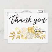 金ゴールドとブラックモダンフローラクラスタありがとう ポストカード (正面/裏面)