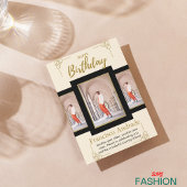 金ゴールドとブラックモダンミニマル誕生日カード 招待状