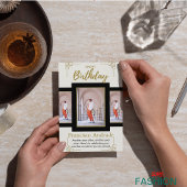 金ゴールドとブラックモダンミニマル誕生日カード 招待状