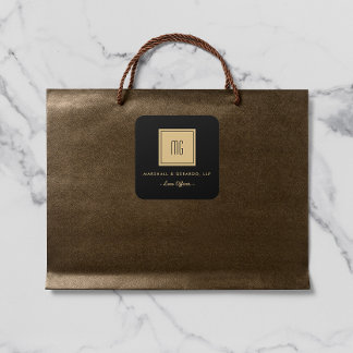 金ゴールドとブラックモノグラムのビジネスティッカー スクエアシール