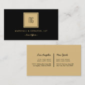 金ゴールドとブラックモノグラムプロフェッショナルオフィス 名刺 (正面/裏面)