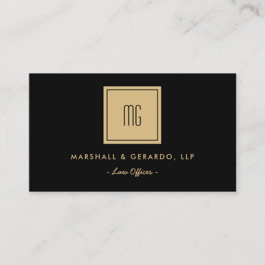 金ゴールドとブラックモノグラムプロフェッショナルオフィス 名刺 (正面)
