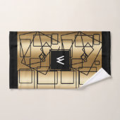 金ゴールドとブラックモノグラム幾何学模様 ハンドタオル (ハンドタオル)