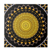 金ゴールドとブラックラグジュアリーシック・オリエンタル・メダリオン タイル (正面)