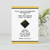 金ゴールドとブラック卒業パーティー招待状 招待状 (スタンド正面)