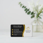 金ゴールドとブラック実在エテート 名刺 (スタンド正面)