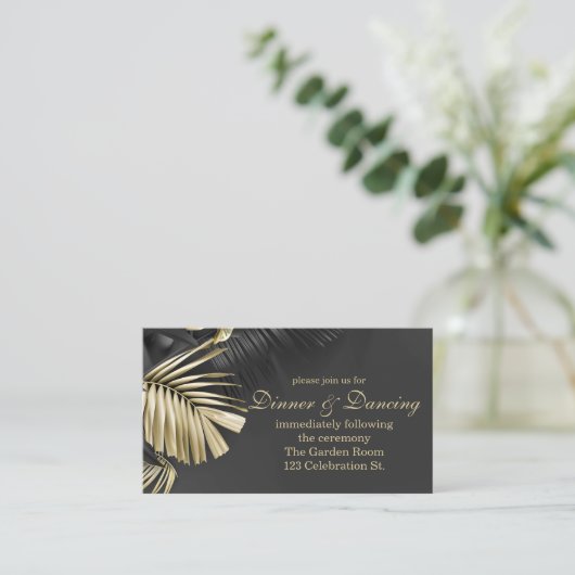 金ゴールドとブラック熱帯葉披露宴 エンクロージャーカード (スタンド正面)