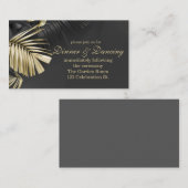 金ゴールドとブラック熱帯葉披露宴 エンクロージャーカード (正面/裏面)
