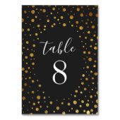 金ゴールドとブラック紙吹雪結婚のテーブル番号カード テーブルナンバー (裏面)