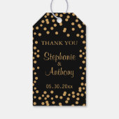 金ゴールドとブラック紙吹雪結婚ズ ギフトタグ (裏面)