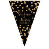 金ゴールドとブラック紙吹雪結婚ズ バンティングフラッグ (第2の旗)