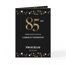 金ゴールドとブラック紙吹雪85th birthdayプログラム