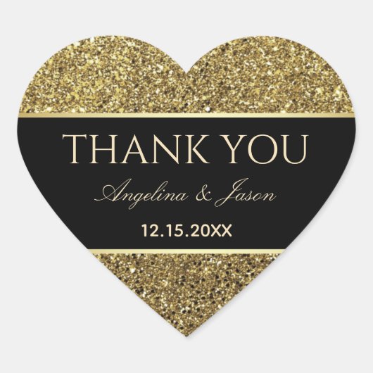金ゴールドとブラック結婚ズの好意 ハートシール (正面)