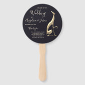 金ゴールドとブラック結婚式 プログラム ハンドファン (正面)