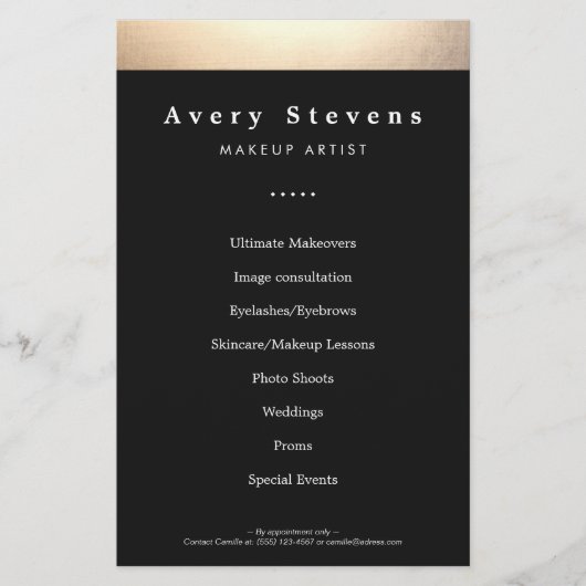 金ゴールドとブラック美しいサロンプロモーション チラシ (正面)