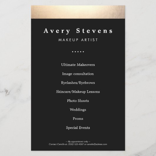 金ゴールドとブラック美しいサロンプロモーション チラシ (正面)