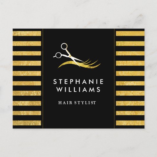 金ゴールドとブラック美容師カード ポストカード (正面)