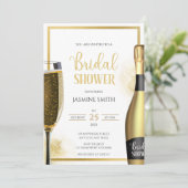 金ゴールドとブラック花びらとプロセッコブライダルシャワー 招待状 (スタンド正面)