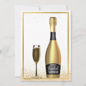 金ゴールドとブラック花びらとプロセッコブライダルシャワー 招待状 (裏面)