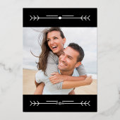 金ゴールドとブラック華美のテー結婚ブル・ナンバー・カード 箔招待状 (裏面)