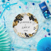 金ゴールドとブラック葉紙プレート ペーパープレート (パーティー)