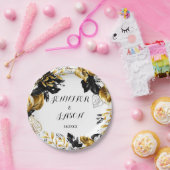 金ゴールドとブラック葉紙プレート ペーパープレート (パーティー)