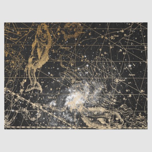 金ゴールドとブラック銀河系スターマップシリーズデザイン12 薄葉紙 (正面)
