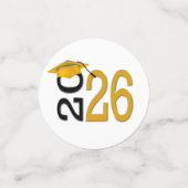 金ゴールドとブラック2025の卒業 コンフェッティ (スモール正面)