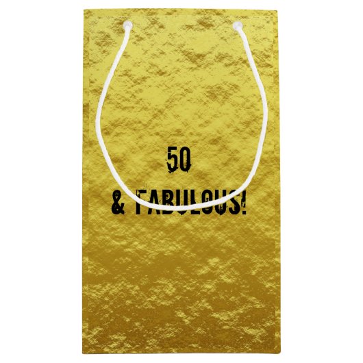 金ゴールドとブラック50と素晴らしい誕生日抱き枕 スモールペーパーバッグ (裏面)