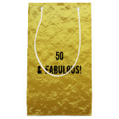 金ゴールドとブラック50と素晴らしい誕生日抱き枕 スモールペーパーバッグ (正面)