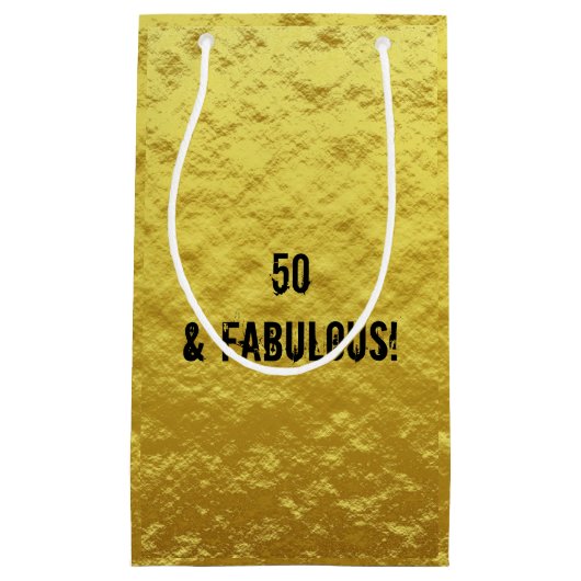 金ゴールドとブラック50と素晴らしい誕生日抱き枕 スモールペーパーバッグ (正面)