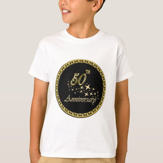 金ゴールドとブラック50周年お祝い Tシャツ (正面)
