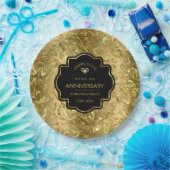 金ゴールドとブラック50周年結婚を迎える ペーパープレート (パーティー)