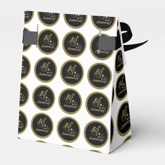 金ゴールドとブラック50周年記念お祝い フェイバーボックス (裏面サイド)