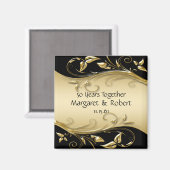 金ゴールドとブラック50周年記念マグネット マグネット (正面/裏面)