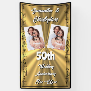 金ゴールドとブラック50結婚周年 横断幕