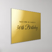 金ゴールドとブラック50誕生日へようこそ 箔ポスター (レイダウン)
