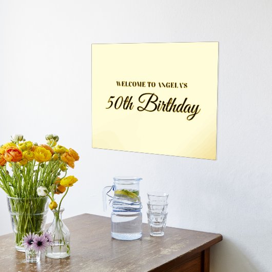 金ゴールドとブラック50誕生日へようこそ 箔ポスター (レイダウン (キッチン))
