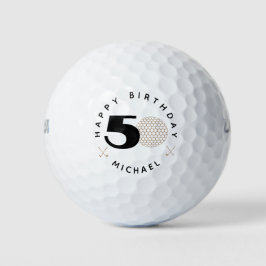 金ゴールドとブラック50thバースデーゴルフボール ゴルフボール