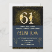 金ゴールドとブラック61番目から69番目のバースデーパーティ招待状 招待状 (正面)