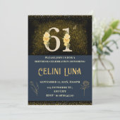 金ゴールドとブラック61番目から69番目のバースデーパーティ招待状 招待状 (スタンド正面)